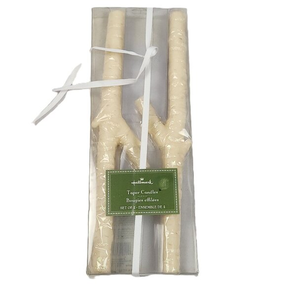 Vintage Hallmark Ivory Branch Taper Candles Set Of 2 Elegant Decor 12" 1DCJ6229 - Picture 1 of 6